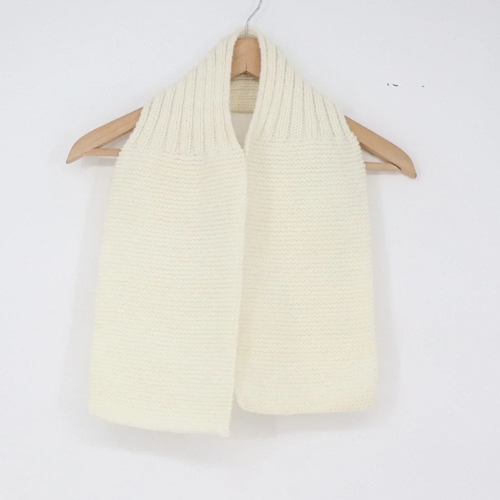 Unbranded Scarf Womens One Size Garter Knit Cream Ribbed Collar Good